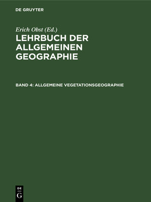 cover image of Allgemeine Vegetationsgeographie